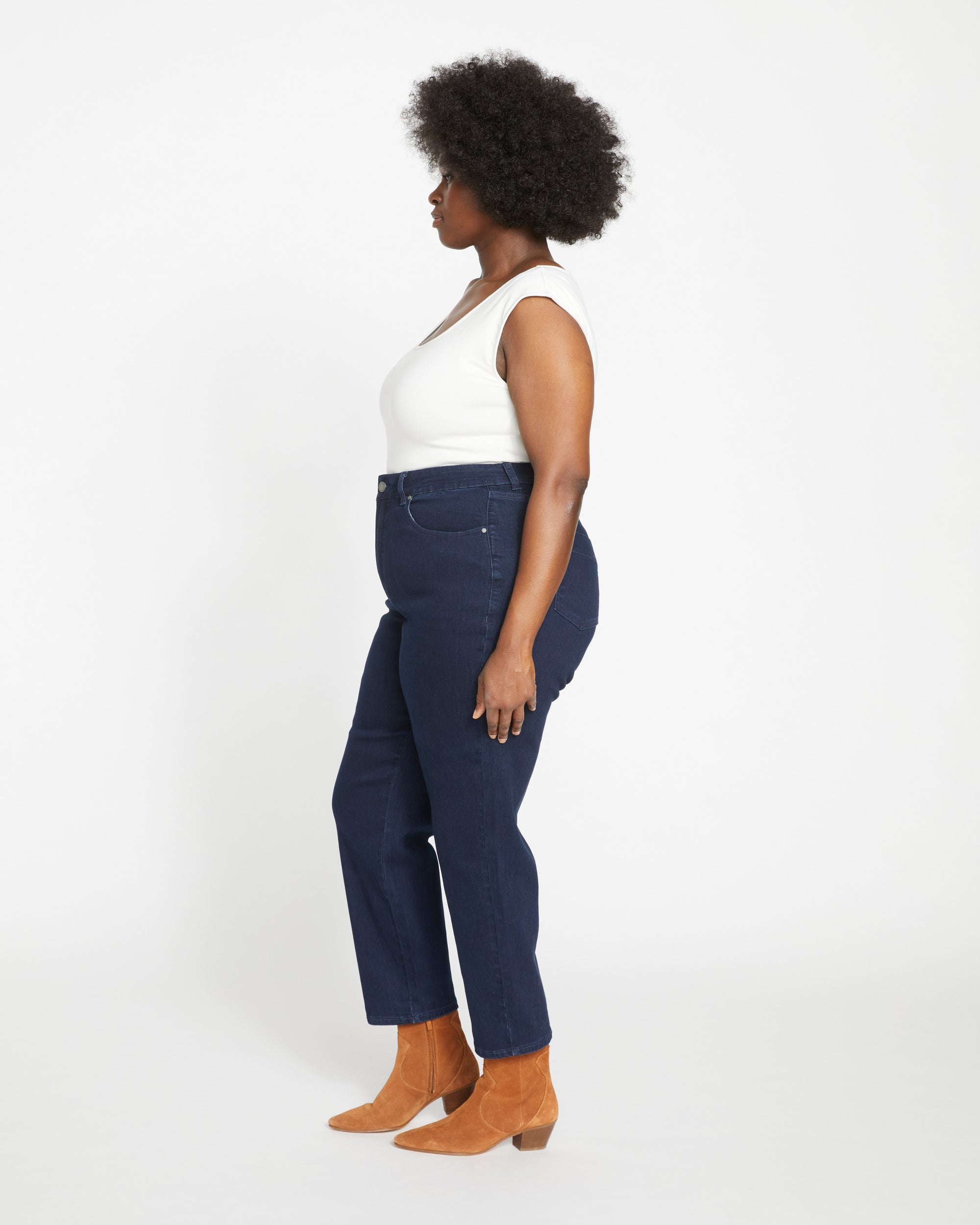 Dylan High Rise Tapered Jeans 29 Inch - Dark Indigo