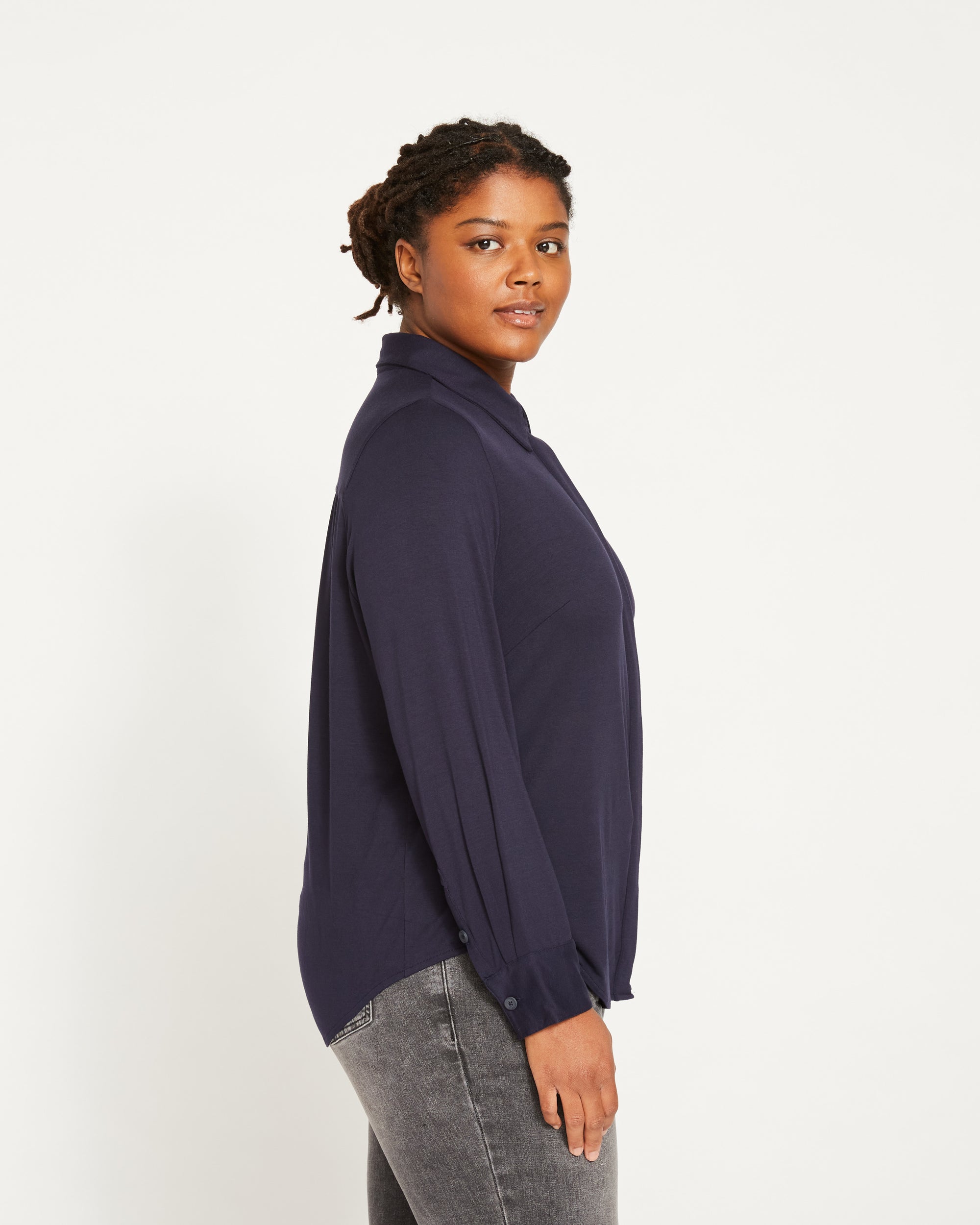 Elbe Liquid Jersey Shirt Classic Fit - Midnight