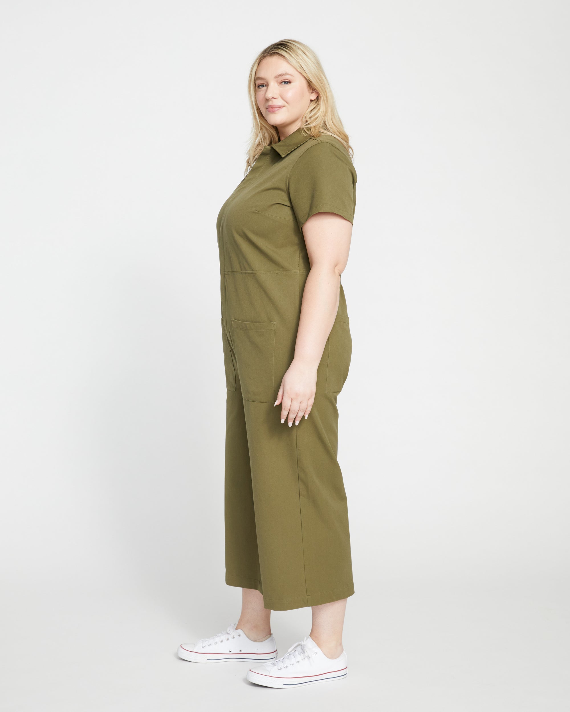 Kate Stretch Cotton Twill Jumpsuit - Ivy