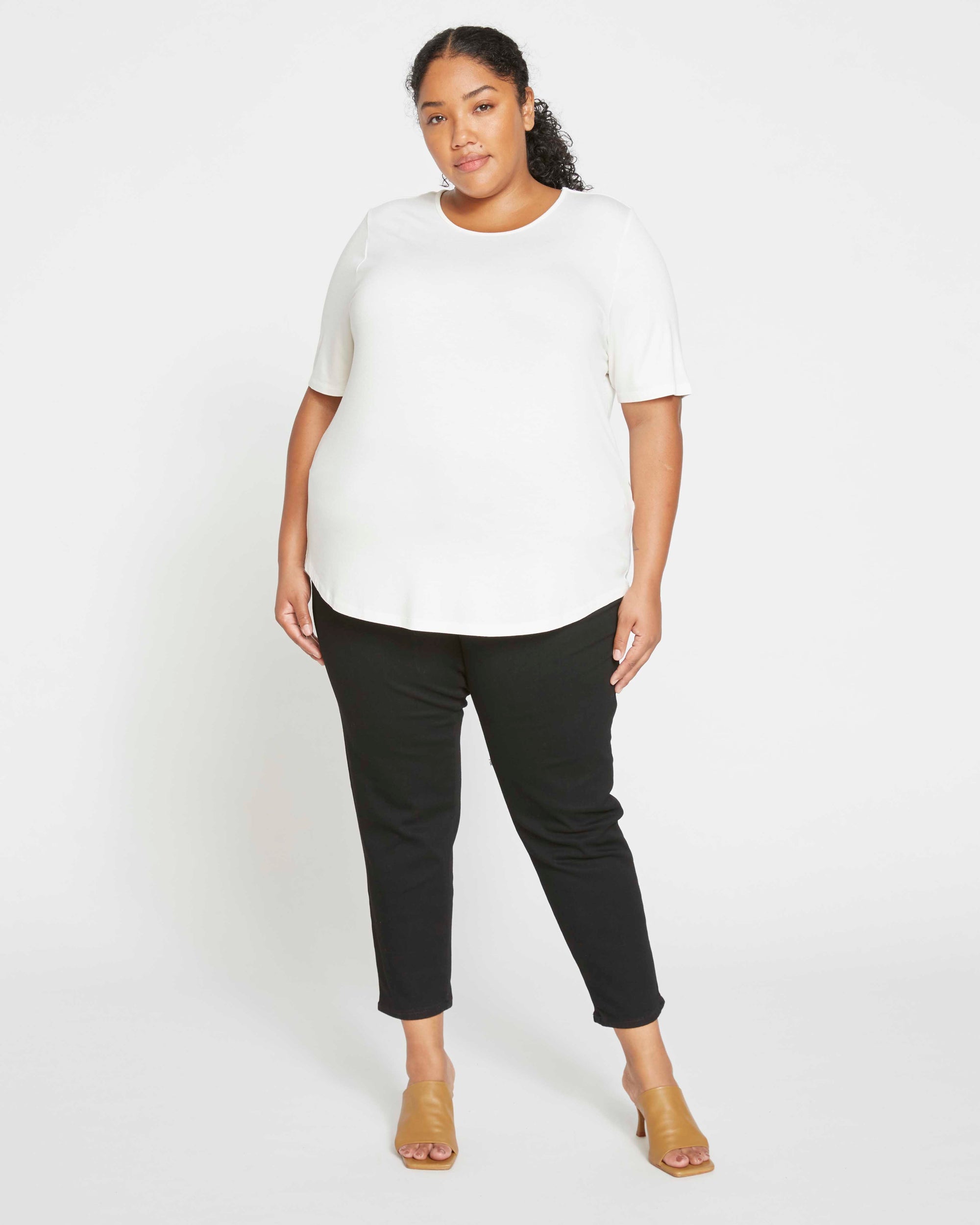Lily Liquid Jersey Crew Neck Stovepipe Tee - White