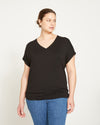 Liquid Jersey Two-Way Short Sleeve Cross Top - Black
