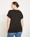Liquid Jersey Two-Way Short Sleeve Cross Top - Black