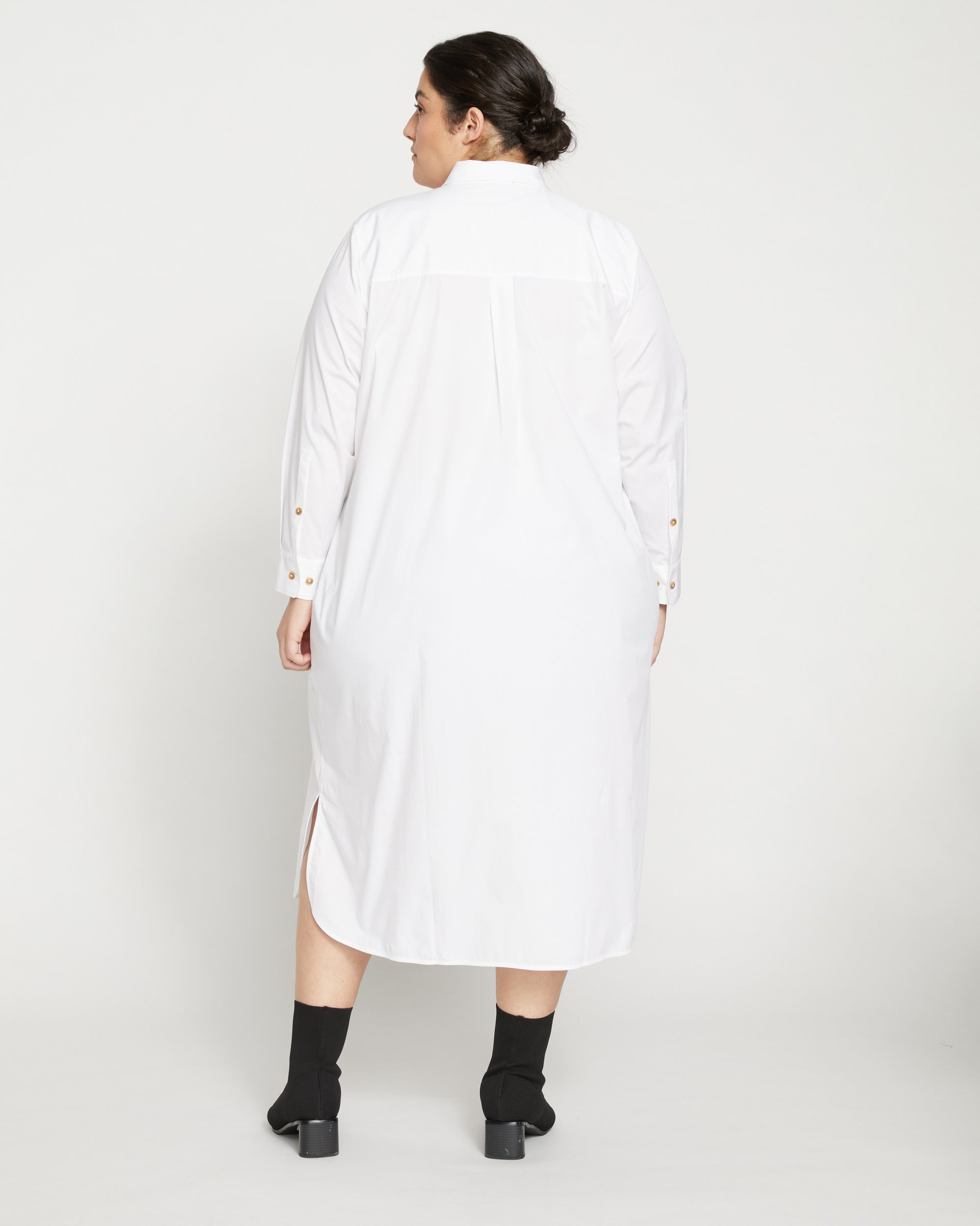 Odeon Stretch Poplin Shirtdress - White
