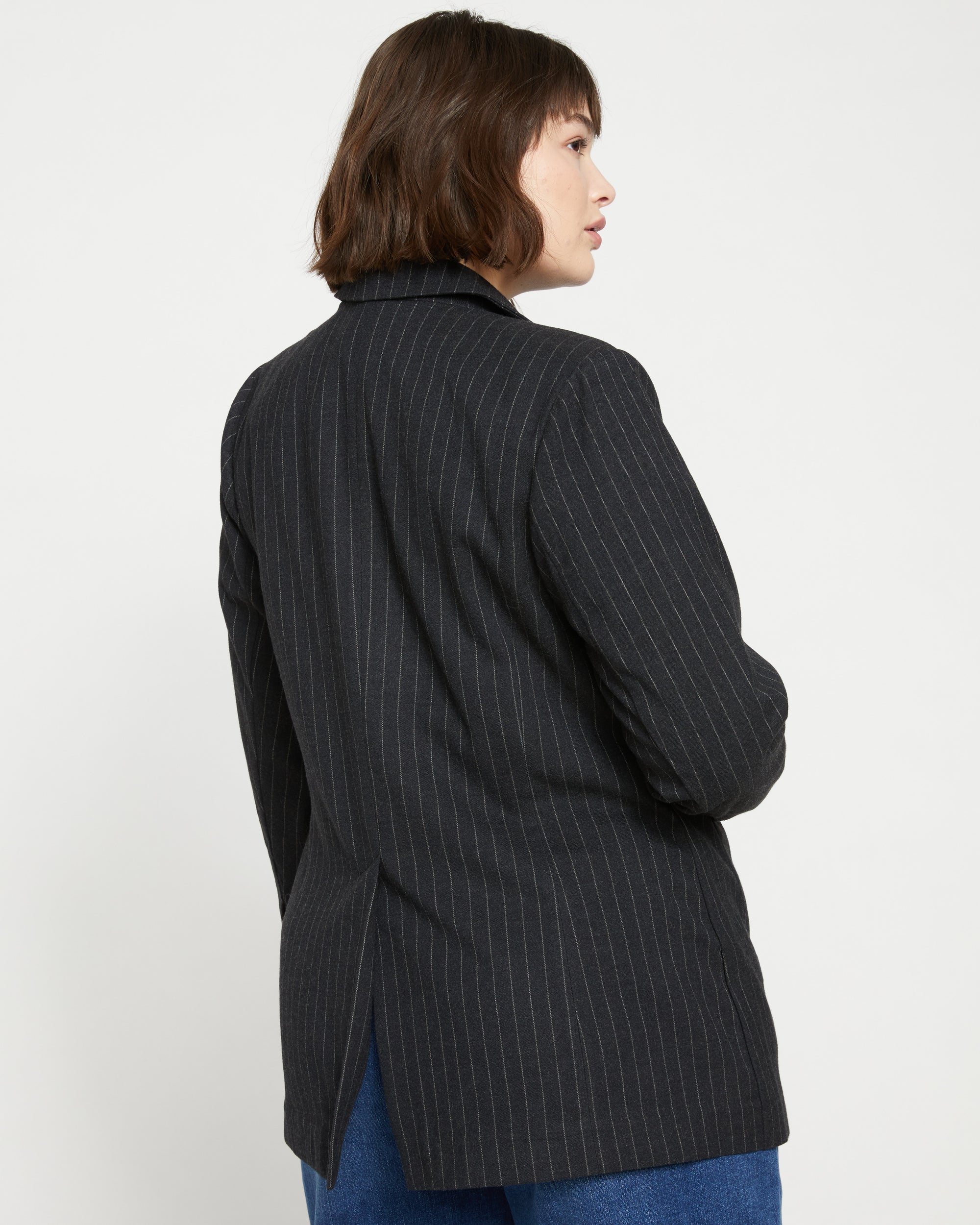 The Pinstripe Blazer - Graphite