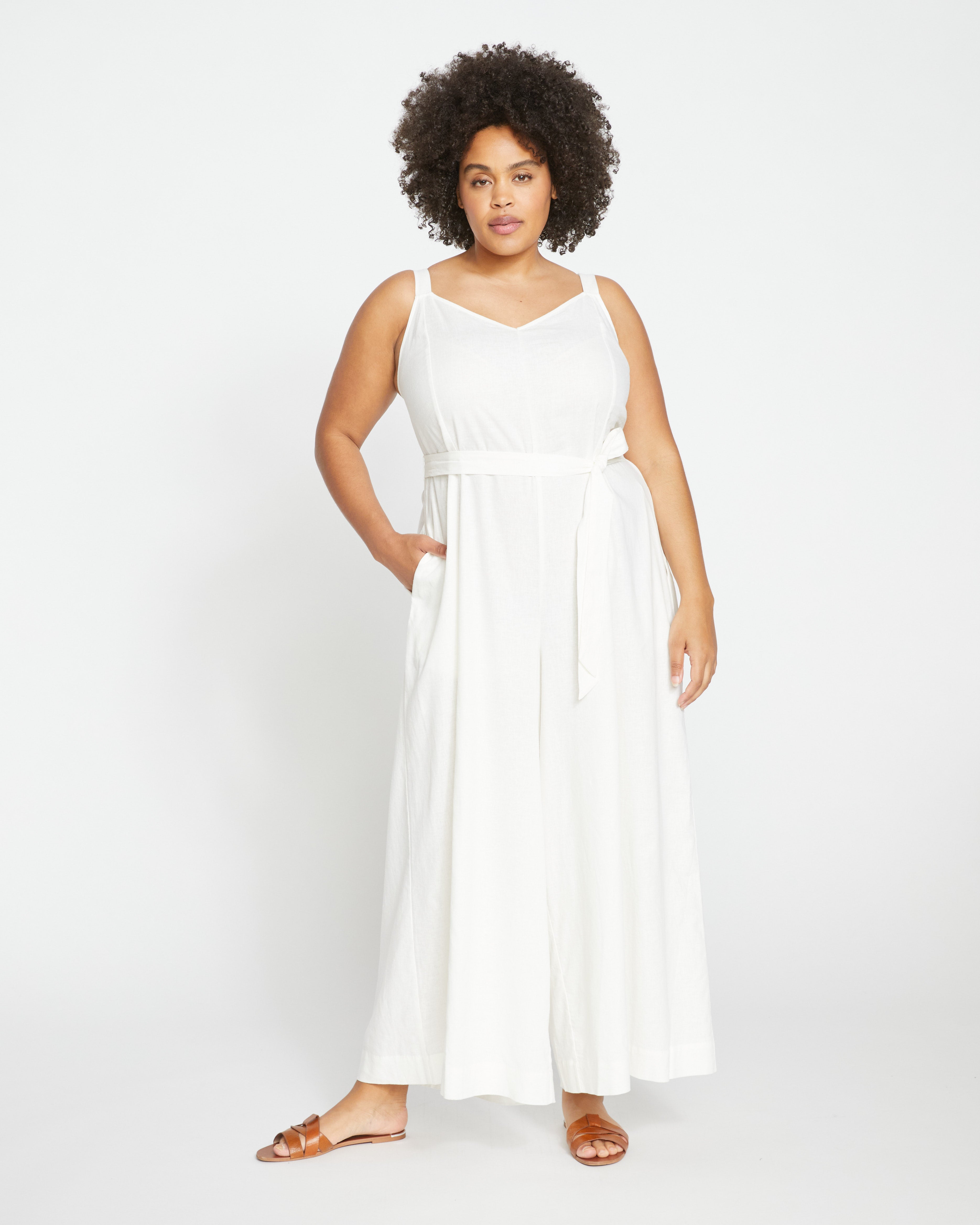 Promenade Linen Jumpsuit White