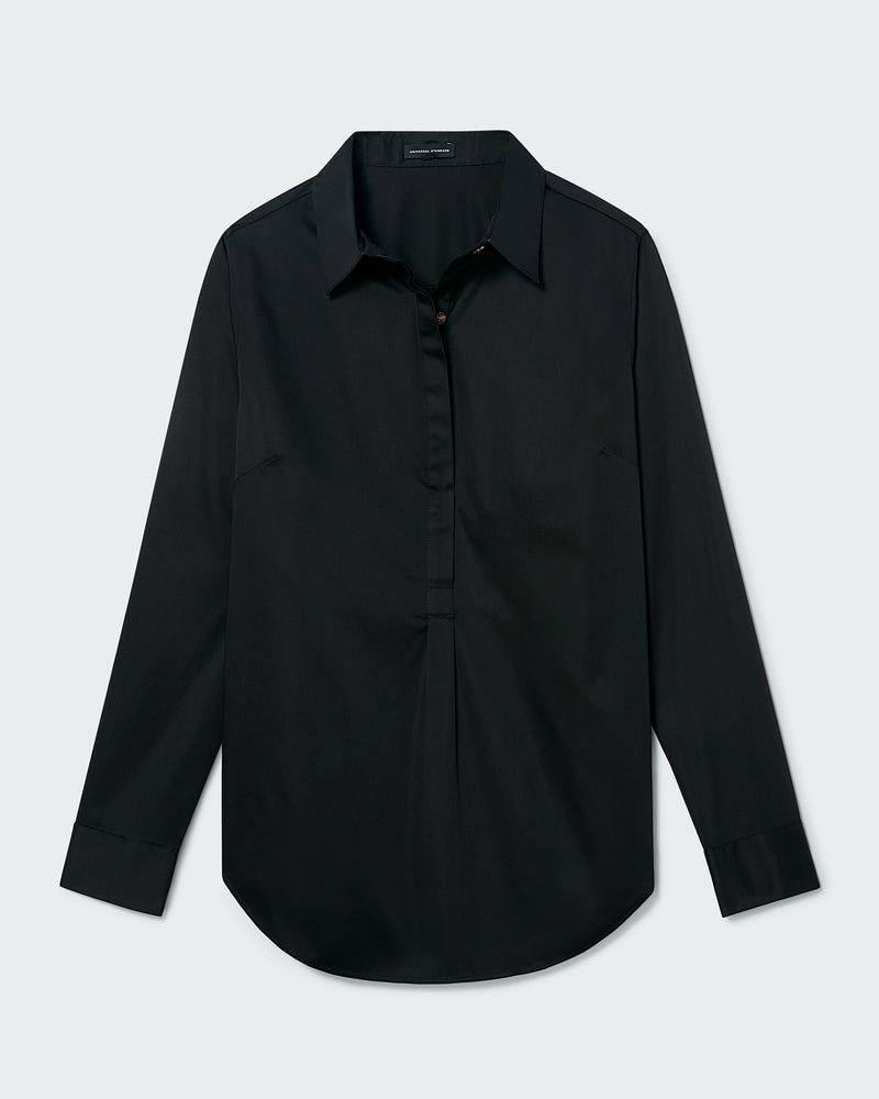 Elbe Popover Stretch Poplin Shirt Petite Fit - Black