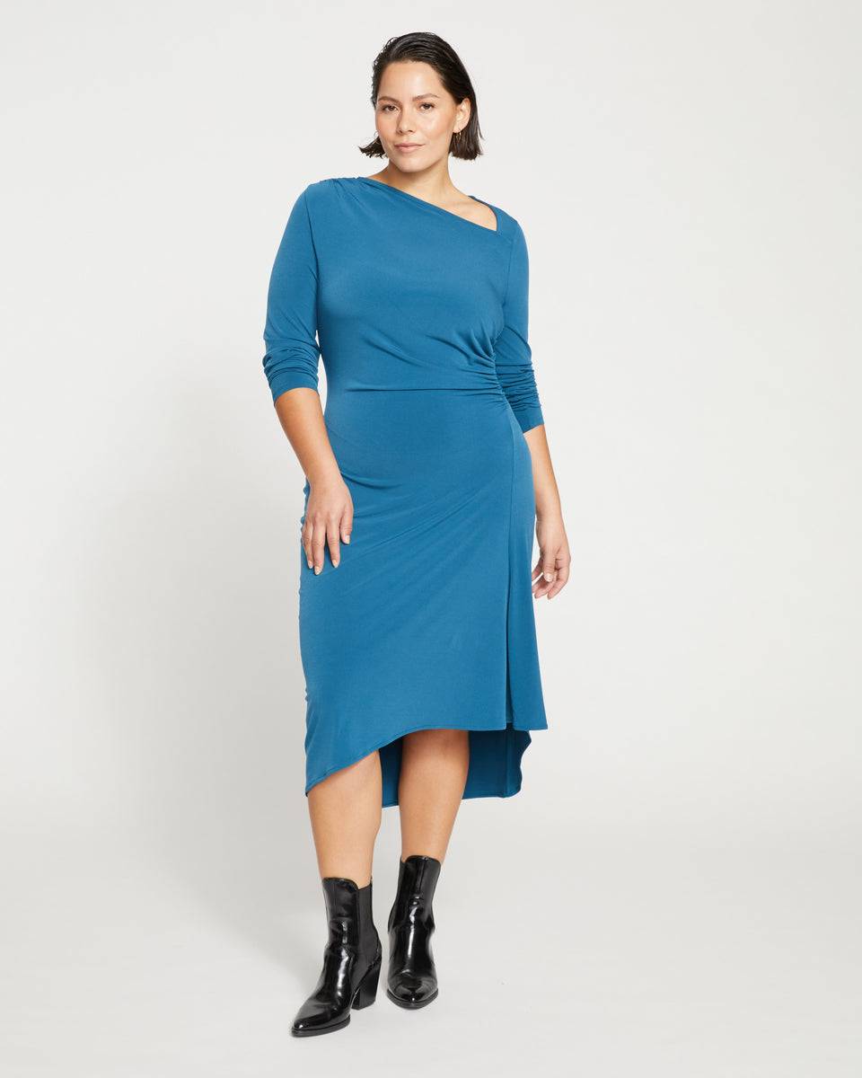 Velvety-Cool Jersey Cinched Dress - Midnight Rain Zoom image 1