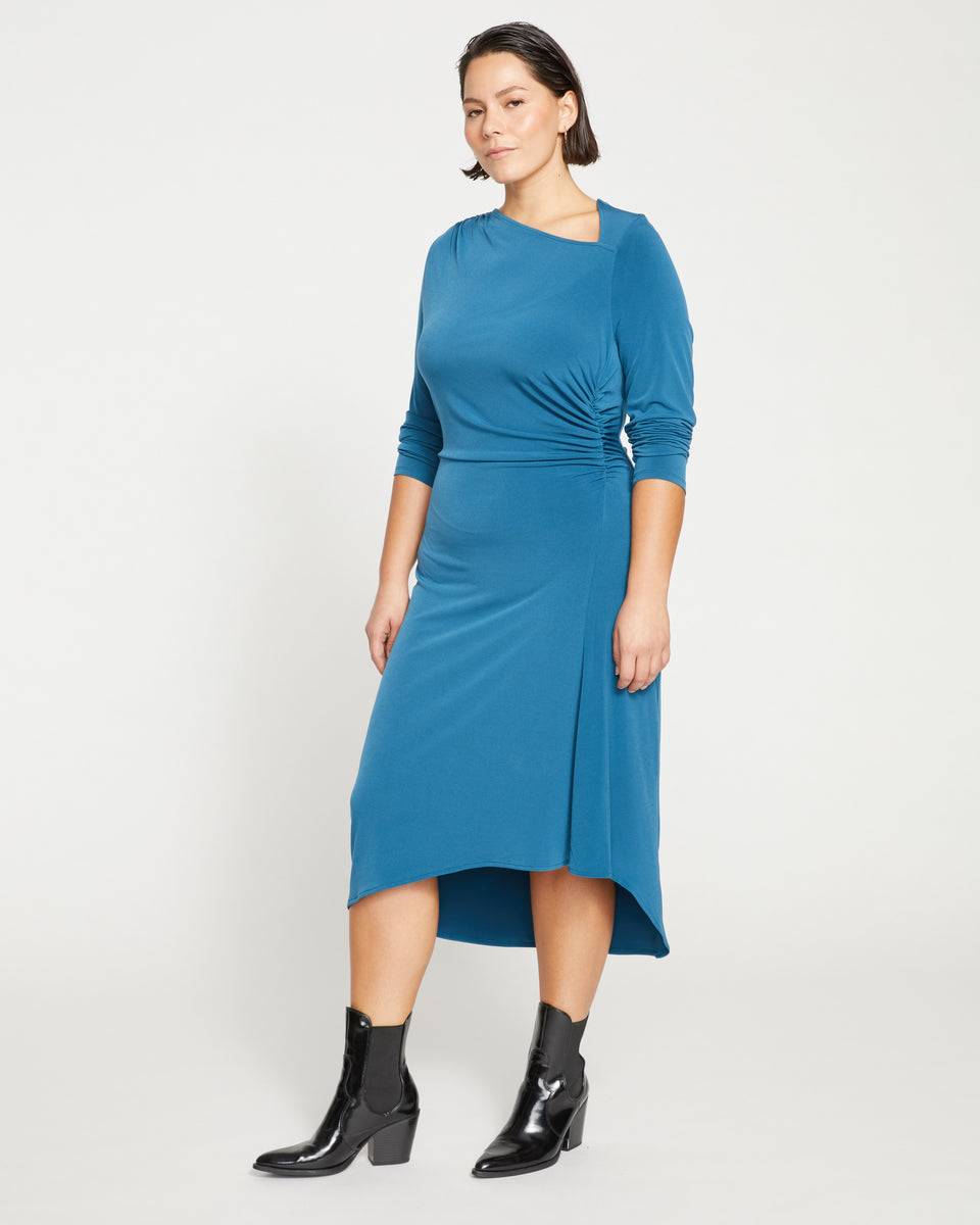 Velvety-Cool Jersey Cinched Dress - Midnight Rain Zoom image 2