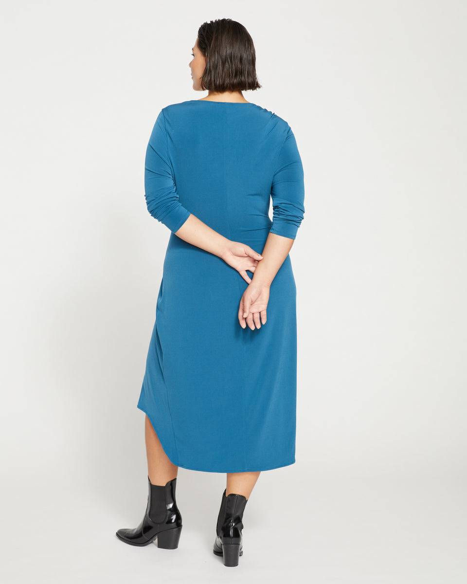 Velvety-Cool Jersey Cinched Dress - Midnight Rain Zoom image 3