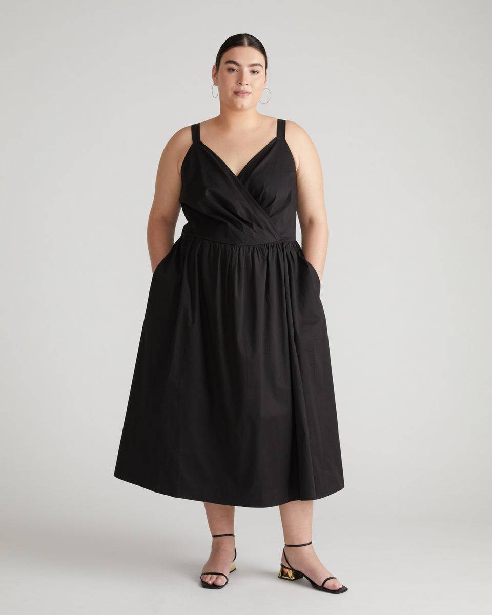 Bellport Sateen Crossover Dress - Black Zoom image 0