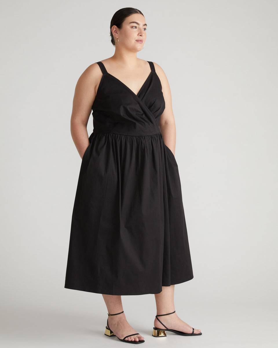 Bellport Sateen Crossover Dress - Black Zoom image 2