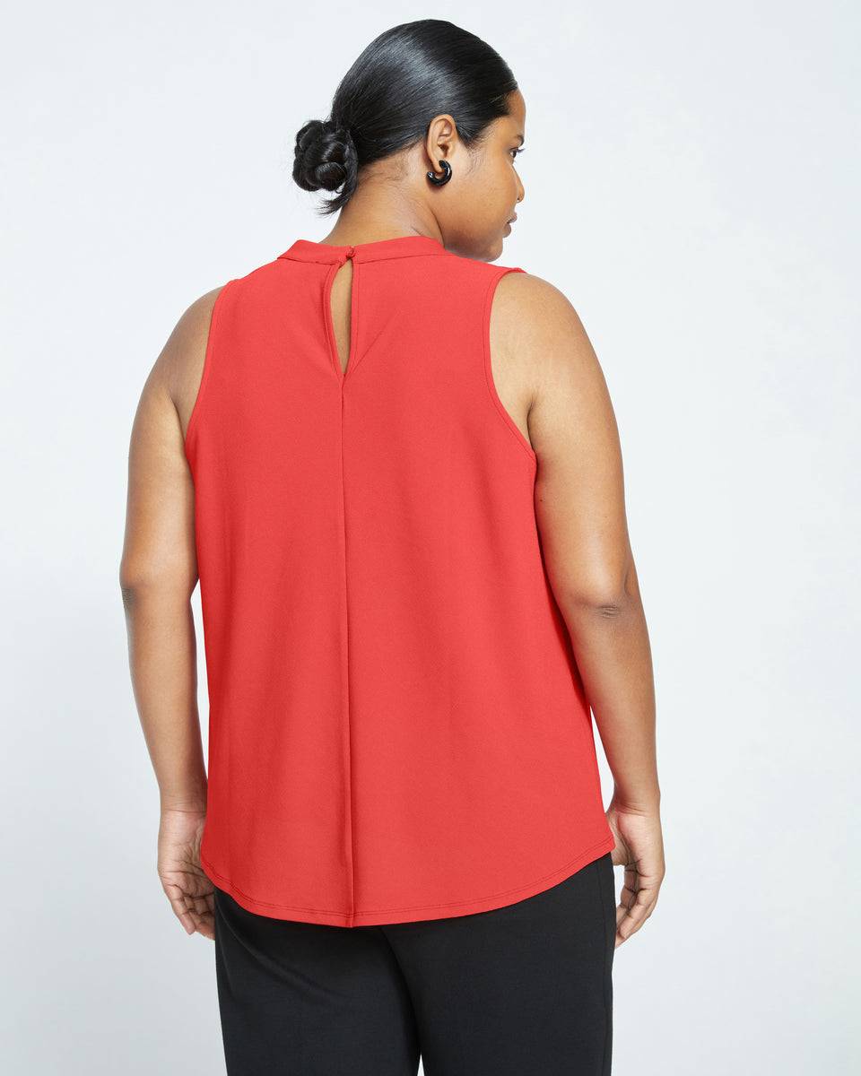 Crepe Jersey Cowl Tank Blouse - Vermilion Red Zoom image 3