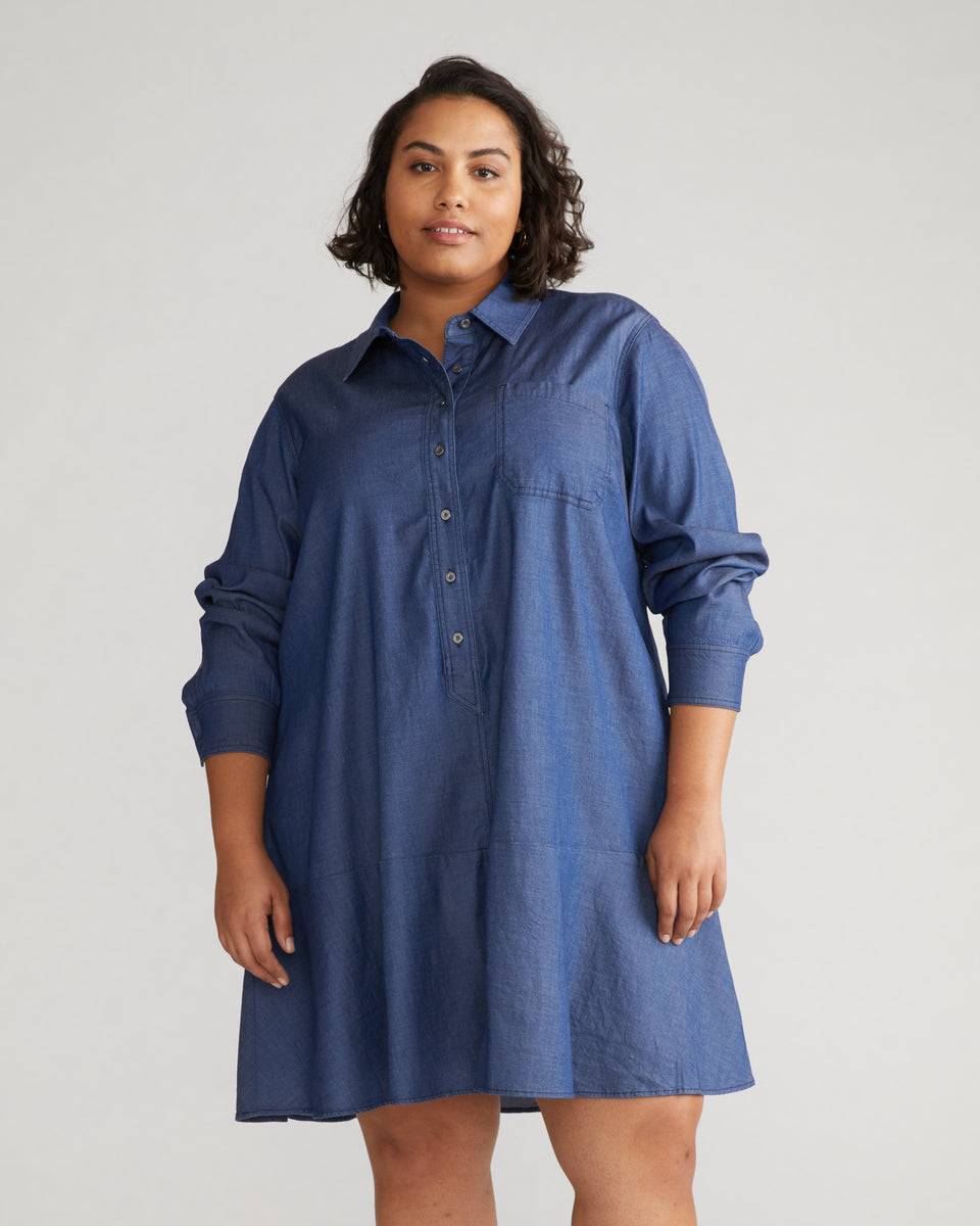 Perfect Tencel Chambray Drop Waist Shirtdress - Midnight Blue Zoom image 0