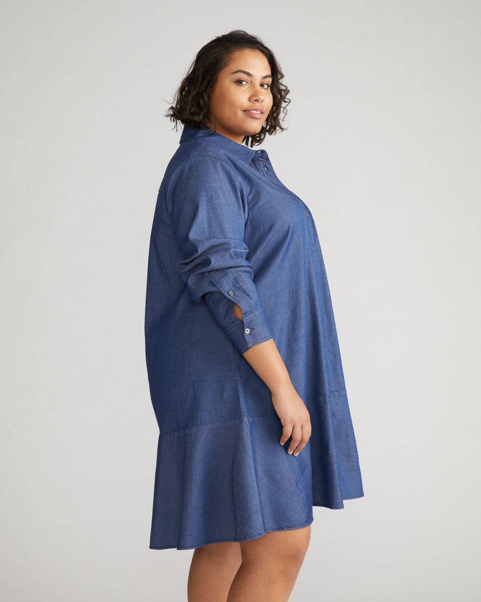 Perfect Tencel Chambray Drop Waist Shirtdress - Midnight Blue Zoom image 1