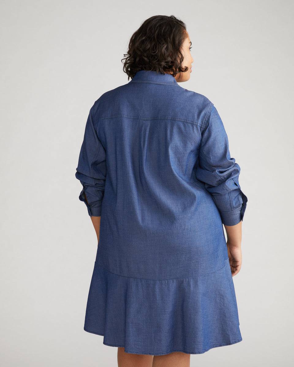 Perfect Tencel Chambray Drop Waist Shirtdress - Midnight Blue Zoom image 2