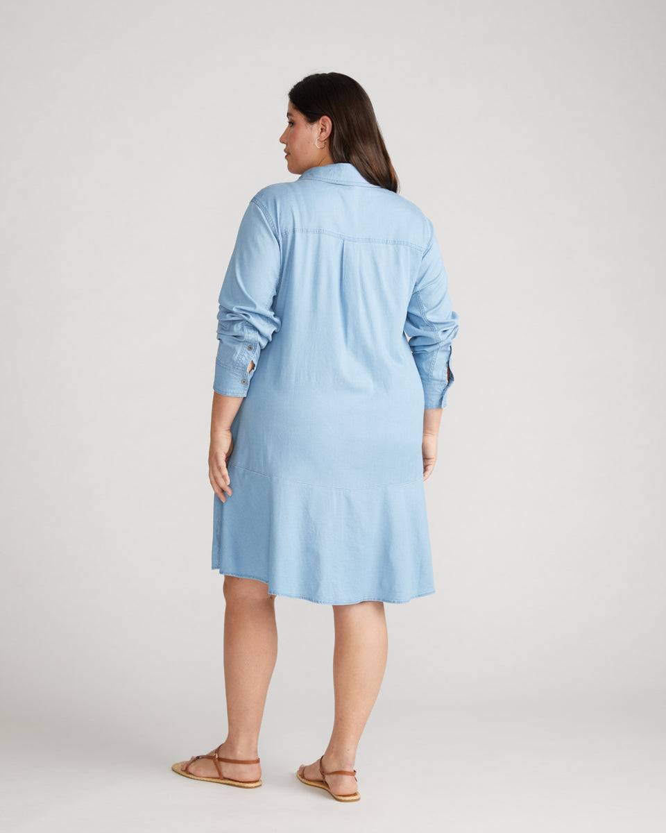 Perfect Tencel Chambray Drop Waist Shirtdress - Morning Blue Zoom image 2