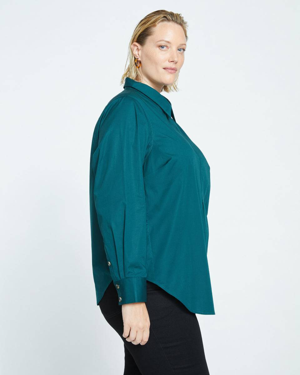 Elbe Popover Stretch Poplin Shirt Classic Fit - Forest Green Zoom image 2