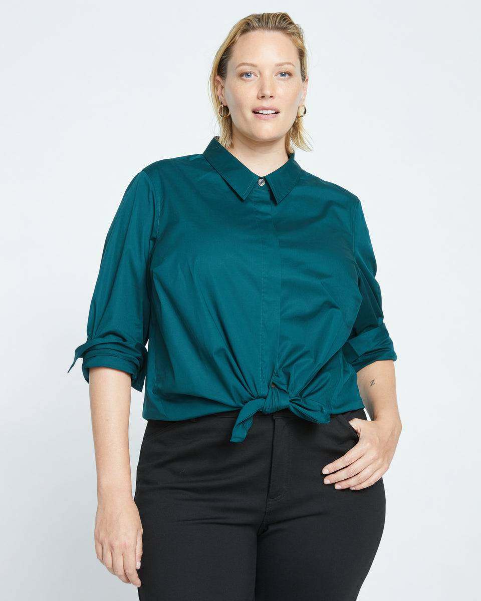 Elbe Stretch Poplin Shirt Classic Fit - Forest Green Zoom image 1