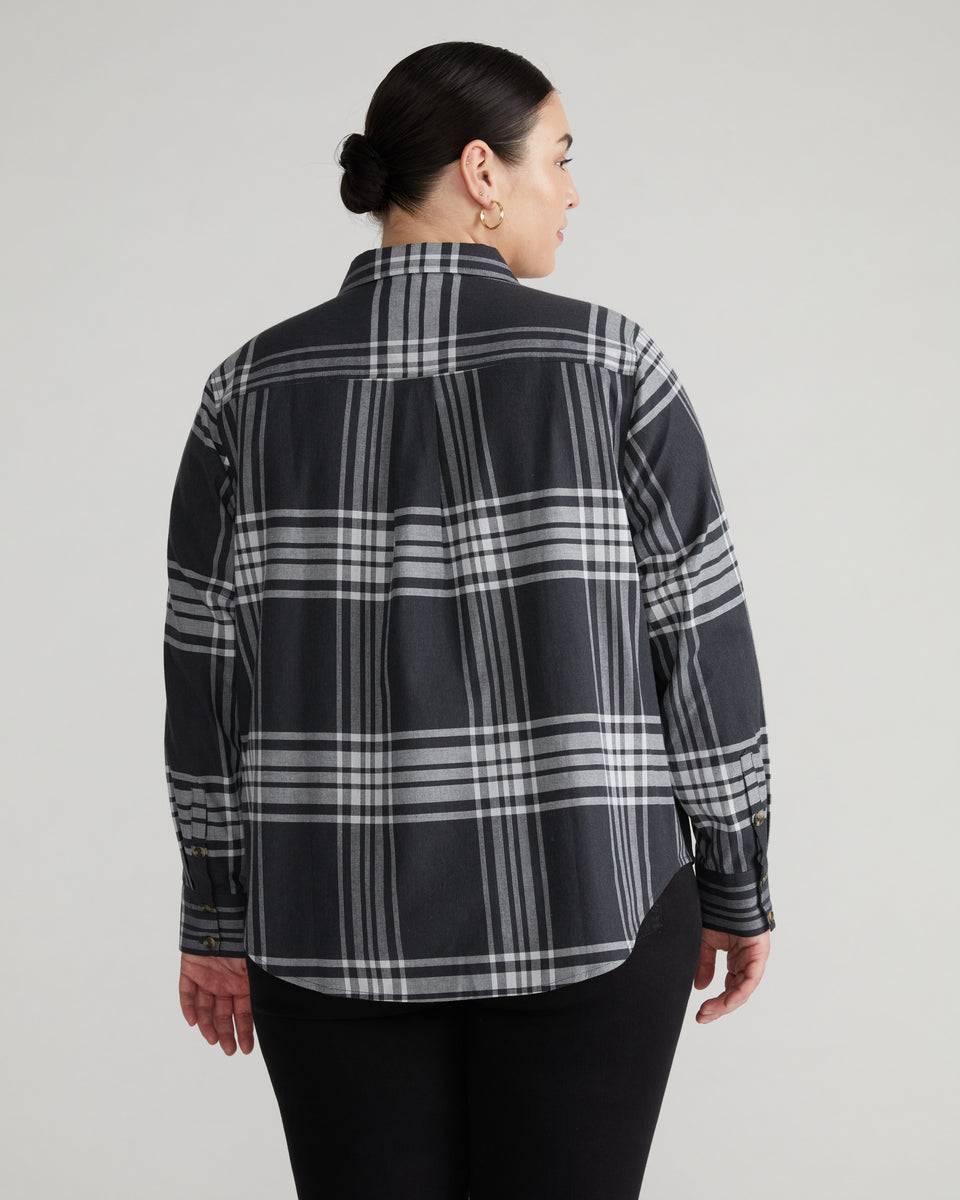 Elbe Stretch Cotton Flannel Shirt Classic Fit - Smokey Plaid Zoom image 3