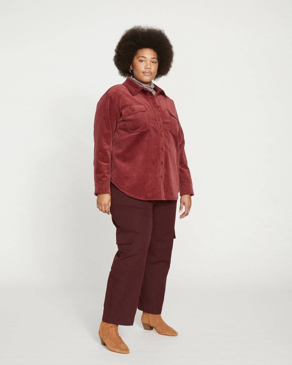 Karlee Stretch Cotton Twill Cargo Pants - Black Cherry Zoom image 0