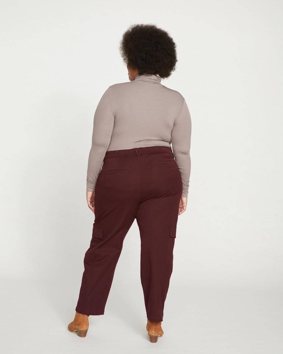 Karlee Stretch Cotton Twill Cargo Pants - Black Cherry Zoom image 3