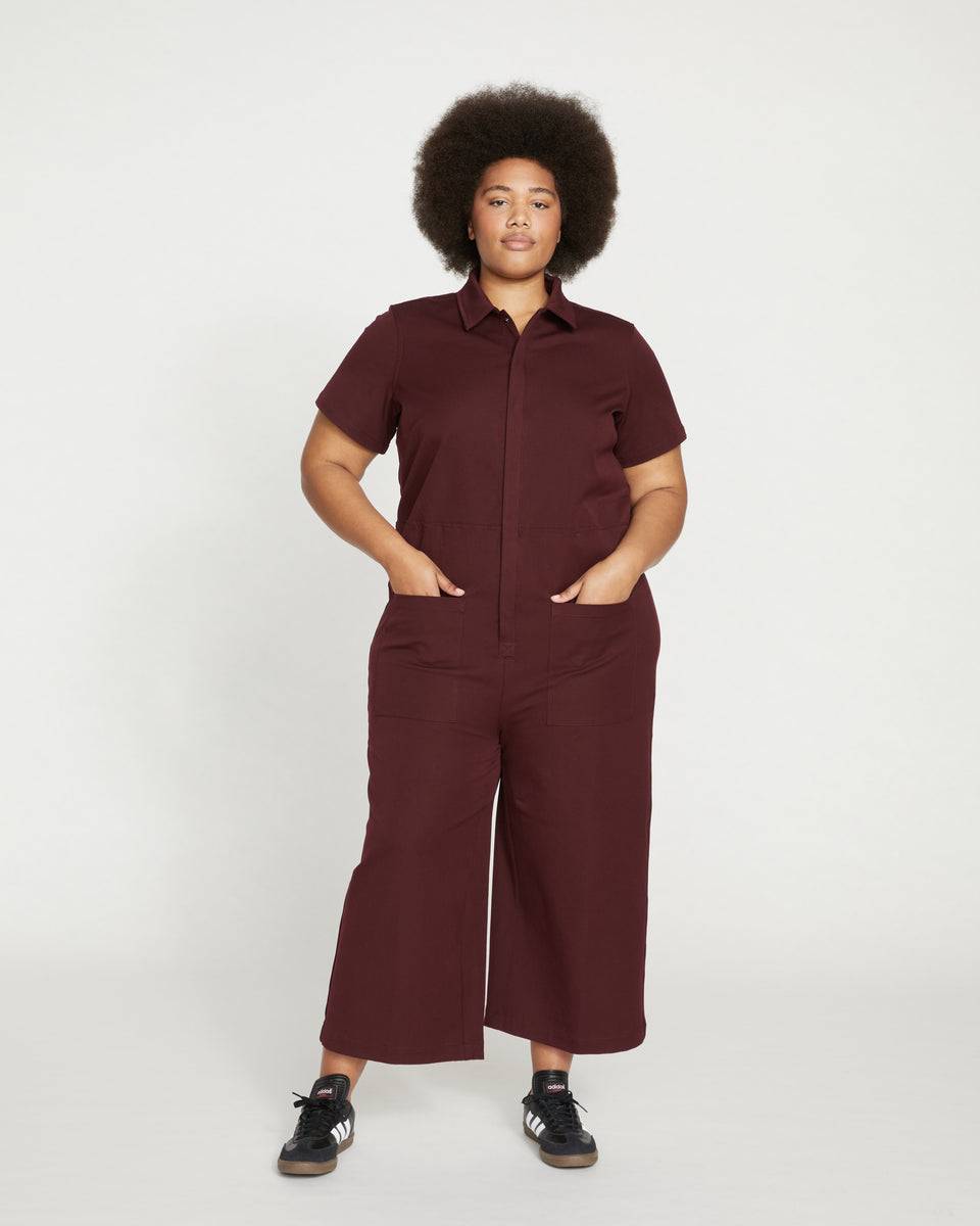 Kate Stretch Cotton Twill Jumpsuit - Black Cherry Zoom image 0