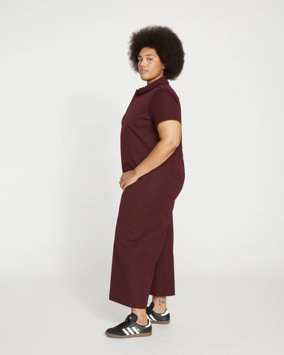 Kate Stretch Cotton Twill Jumpsuit - Black Cherry Zoom image 2