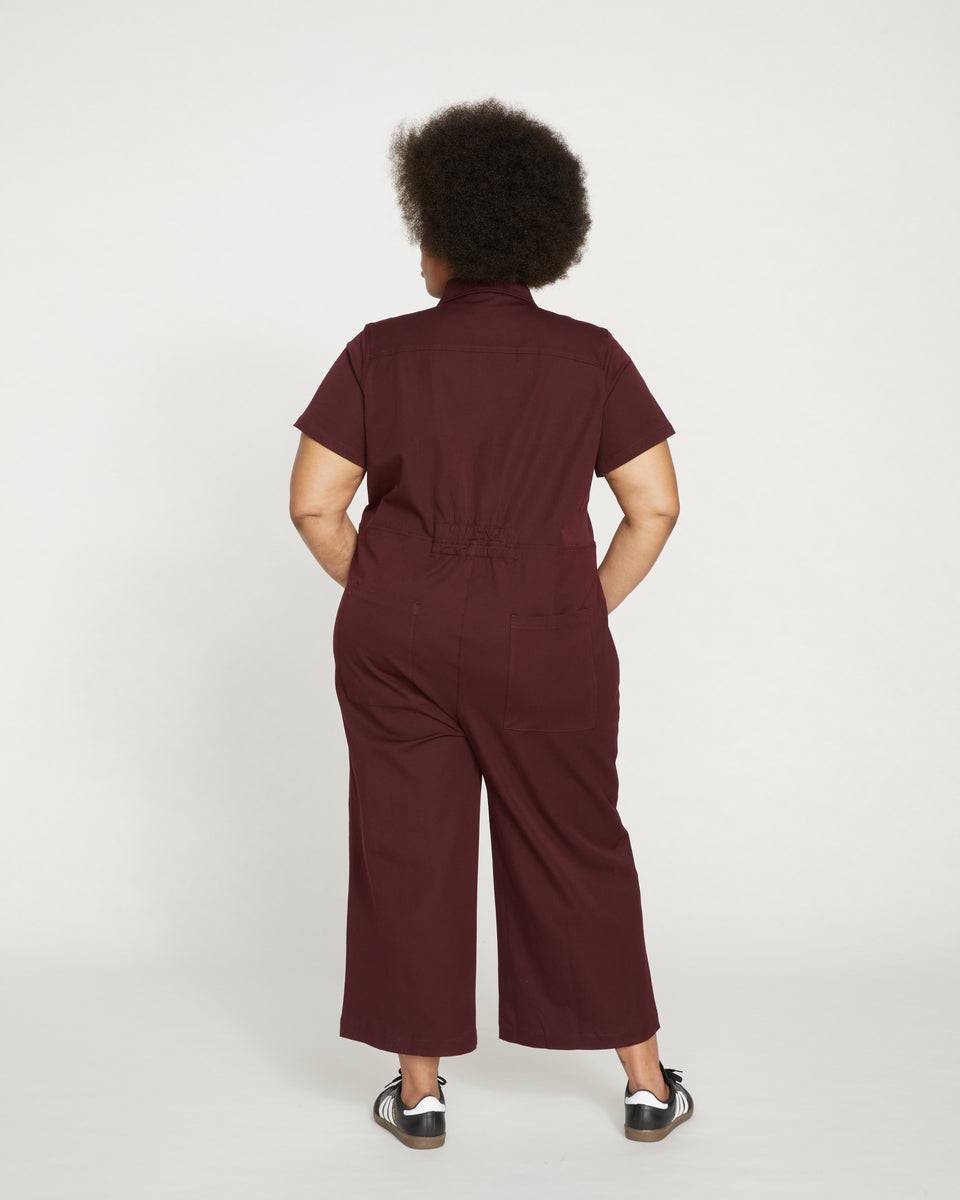 Kate Stretch Cotton Twill Jumpsuit - Black Cherry Zoom image 3
