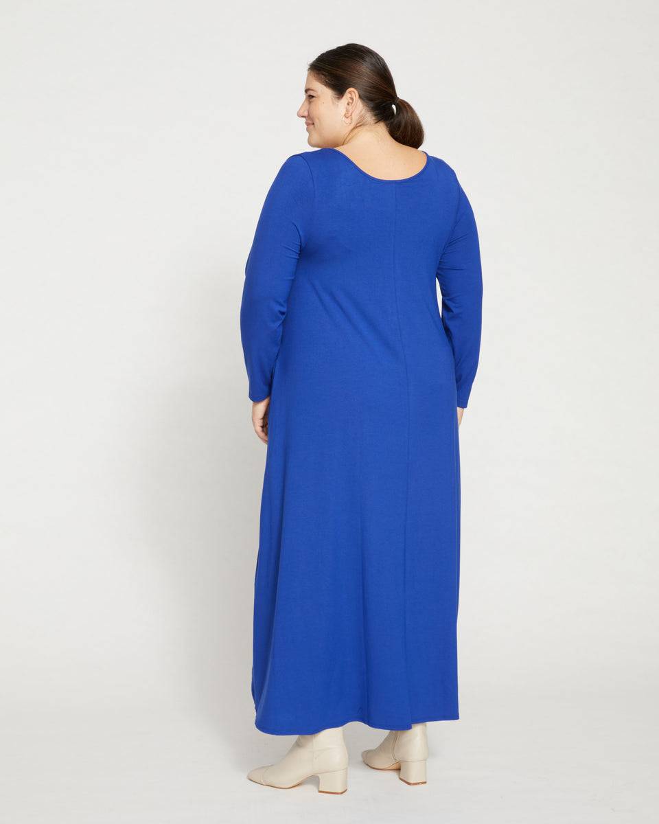 Athena Long Sleeve Divine Jersey Dress - Sapphire Zoom image 3