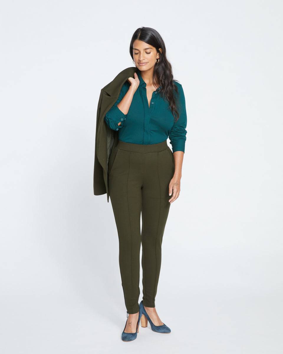 Moro Pintuck Pocket Ponte Pants - Evening Forest Zoom image 0
