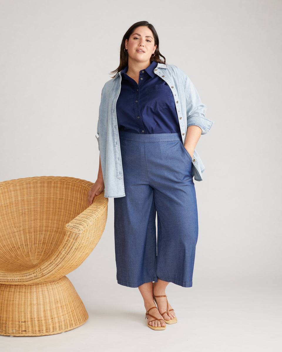 Perfect Tencel Chambray Culottes - Midnight Blue Zoom image 0