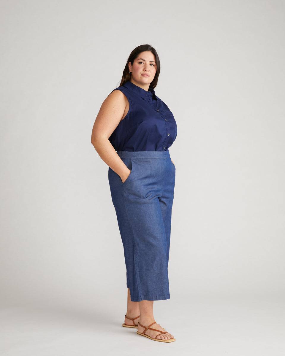 Perfect Tencel Chambray Culottes - Midnight Blue Zoom image 1