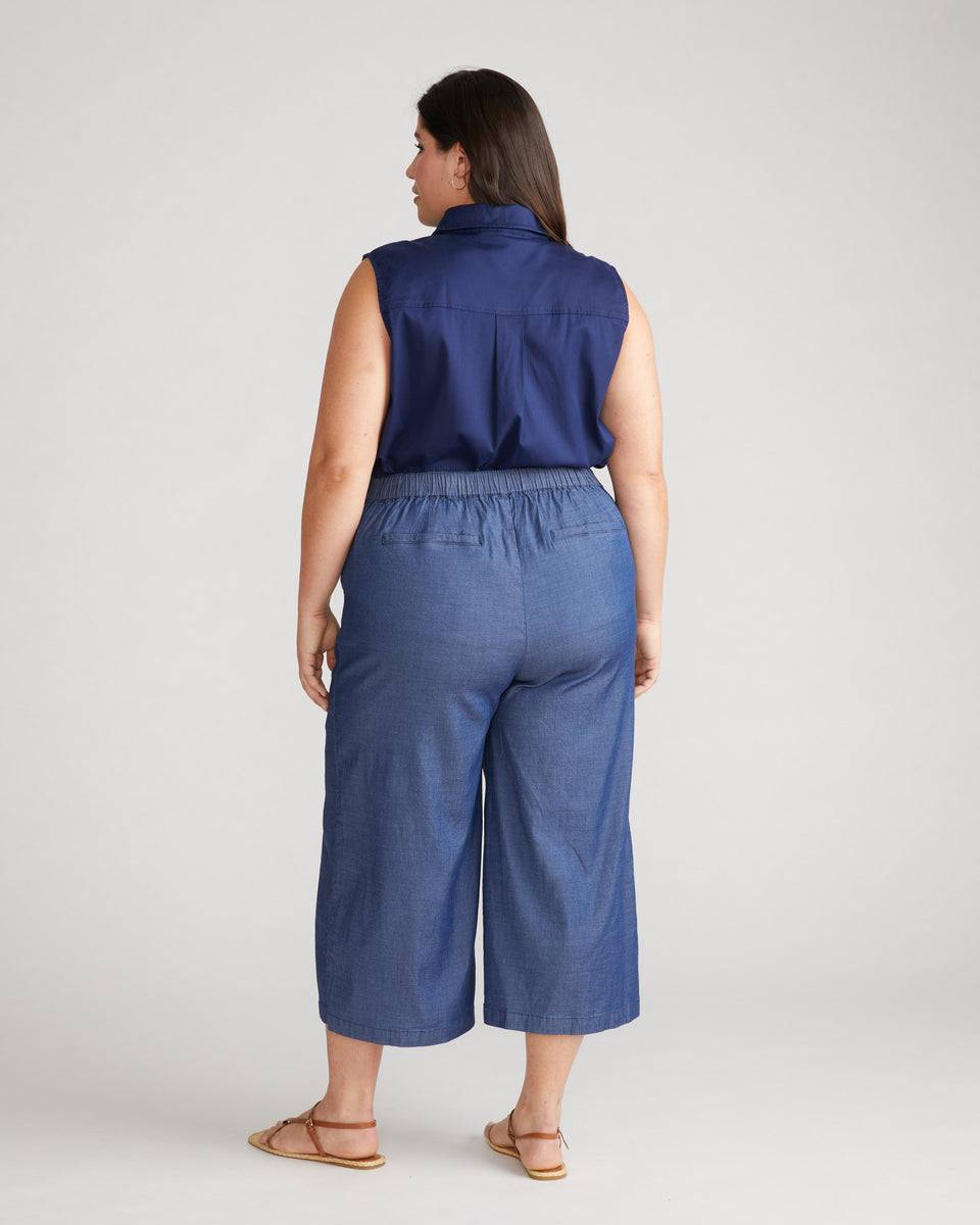 Perfect Tencel Chambray Culottes - Midnight Blue Zoom image 2
