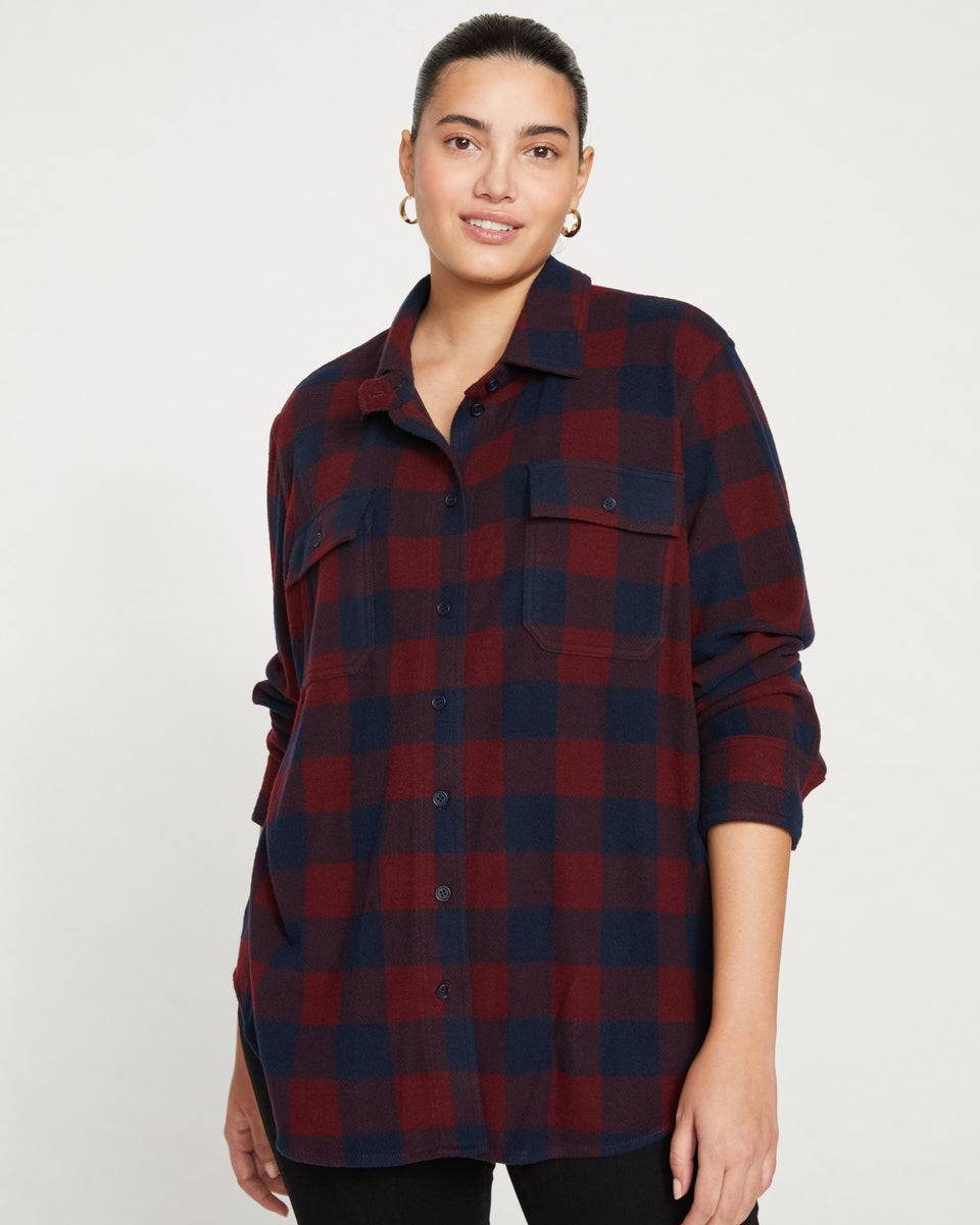 Maine Stretch Flannel Shirt - Black Cherry Plaid Zoom image 0