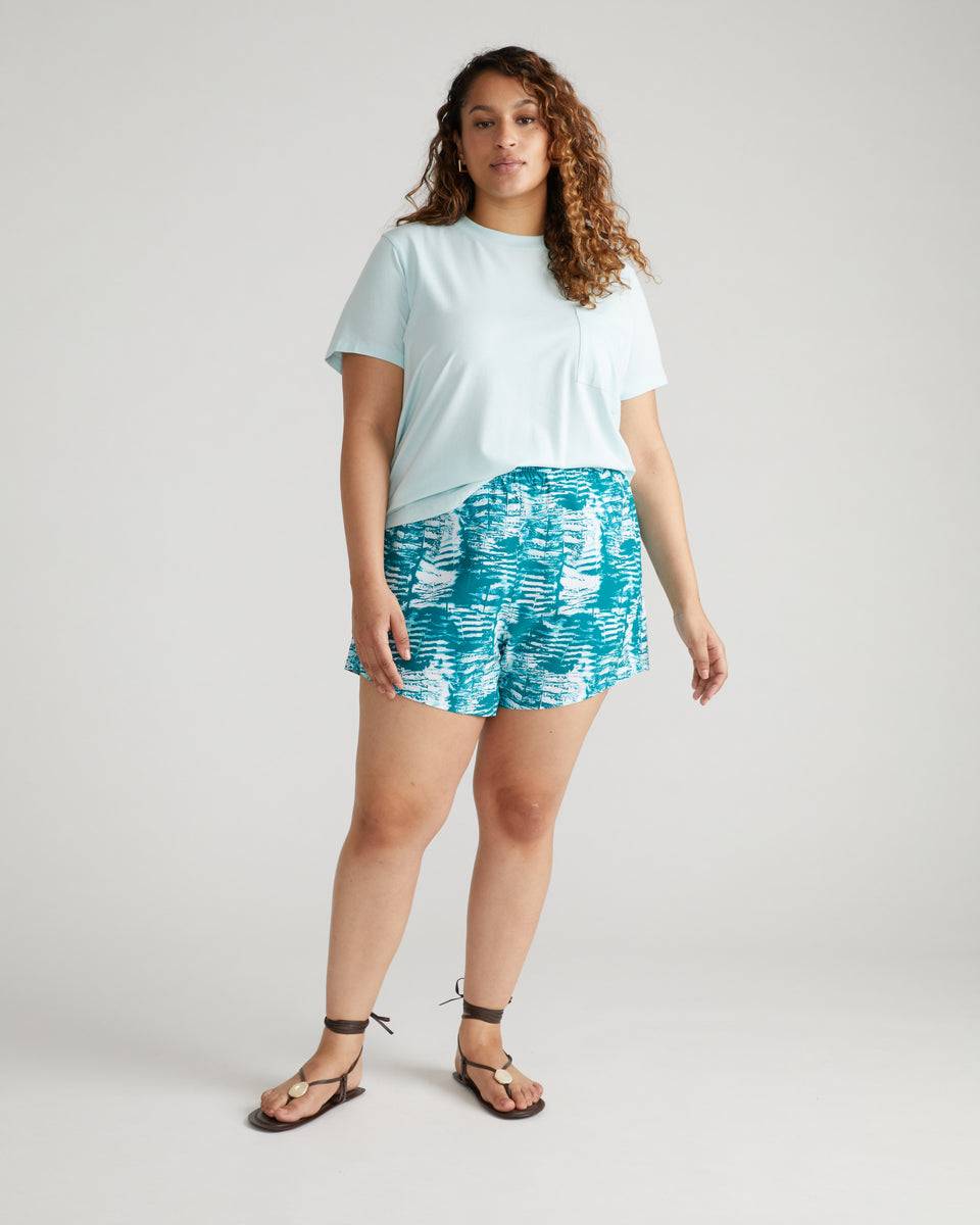 Sunny Day Shorts - Teal Shadow Palm Zoom image 1