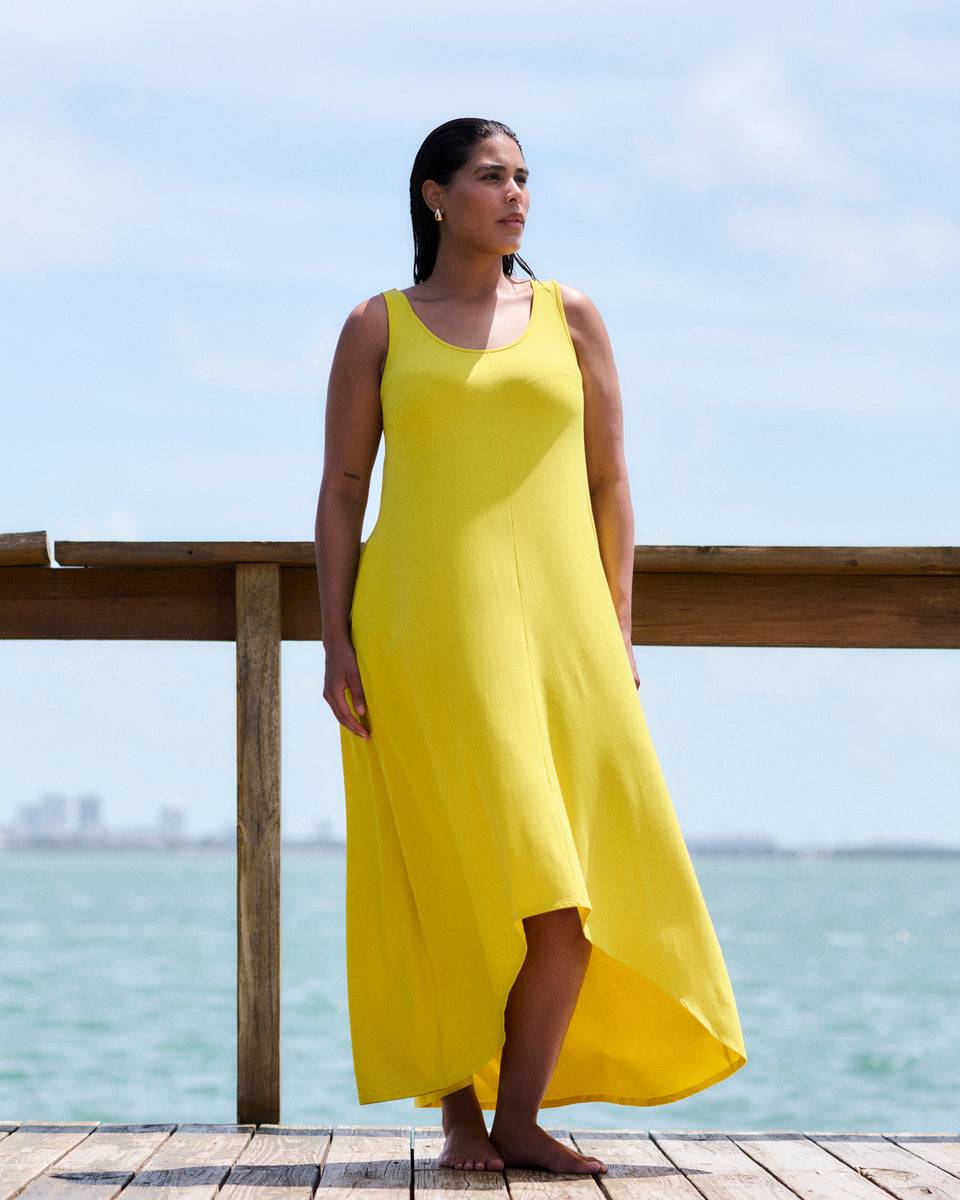 Athena Divine Jersey Dress - Yellow Zoom image 0