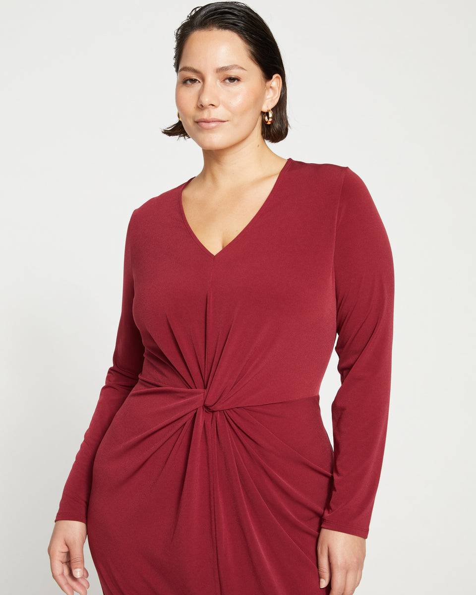Velvety-Cool Jersey Twist Dress - Rioja Zoom image 1