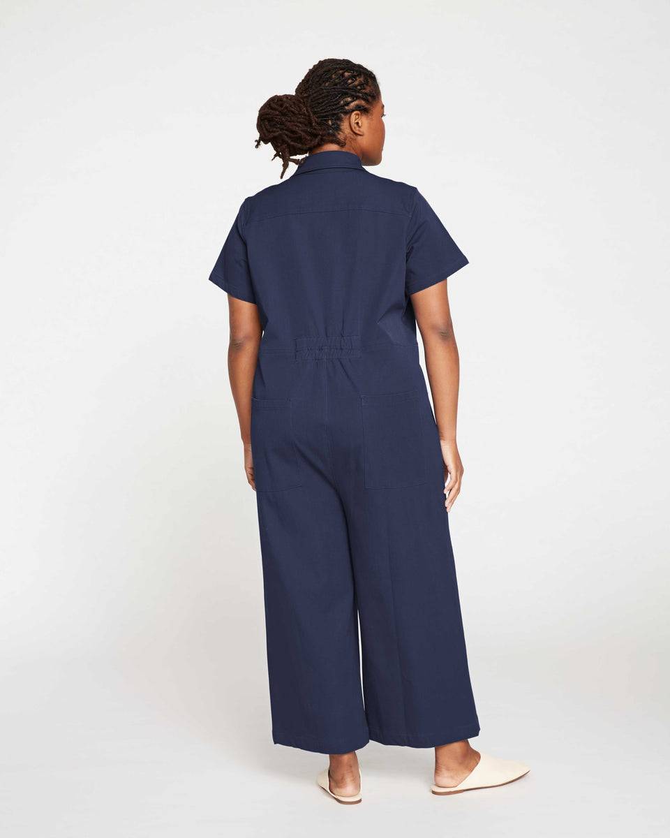 Kate Stretch Cotton Twill Jumpsuit - Navy Zoom image 3