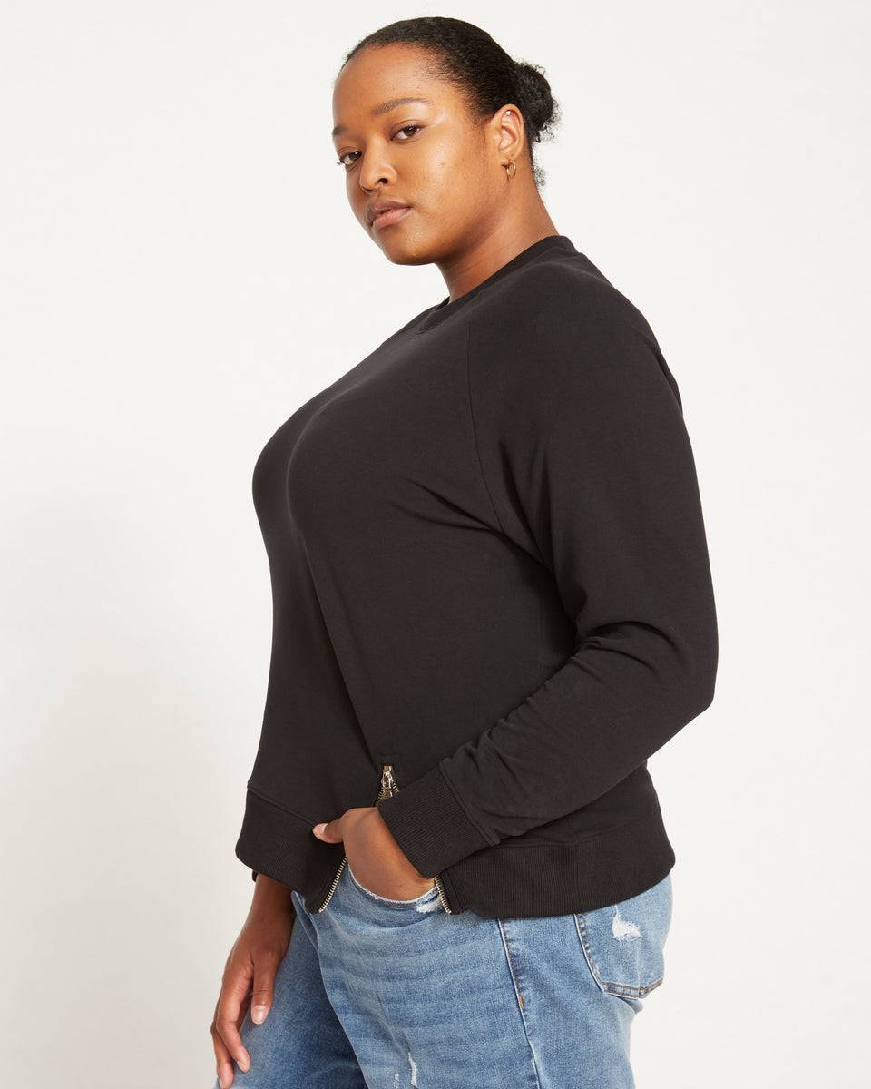 Peachy Terry Side Zip Pullover - Black Zoom image 3