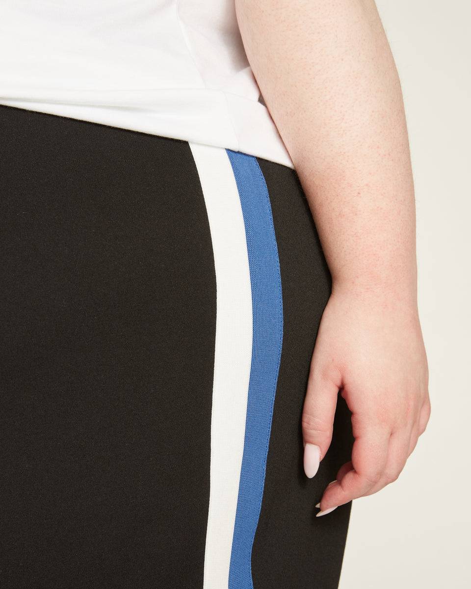 Stephanie Wide Leg Stripe Ponte Pants 30 Inch - Black with Blue/White Stripe Zoom image 2