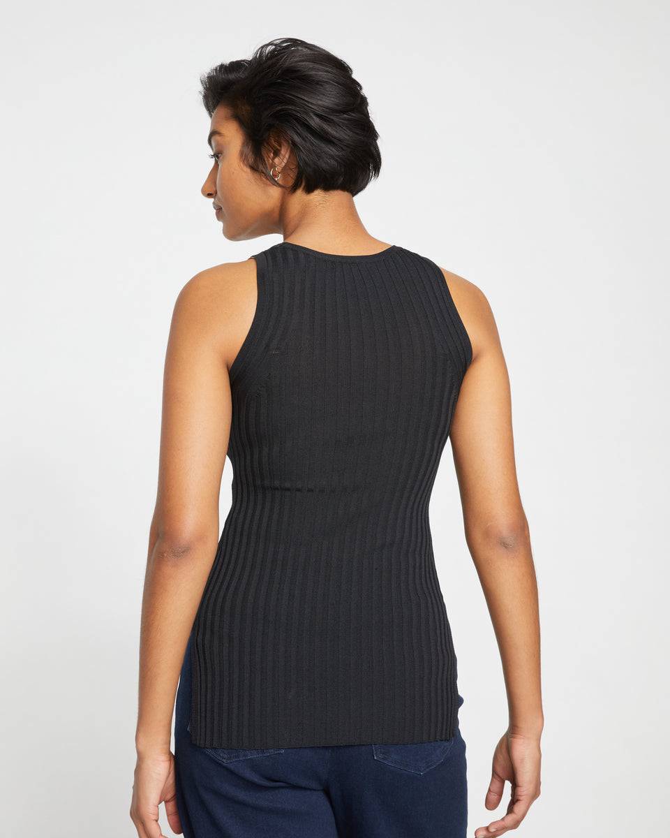 Knitted High Neck Tank - Black Zoom image 3