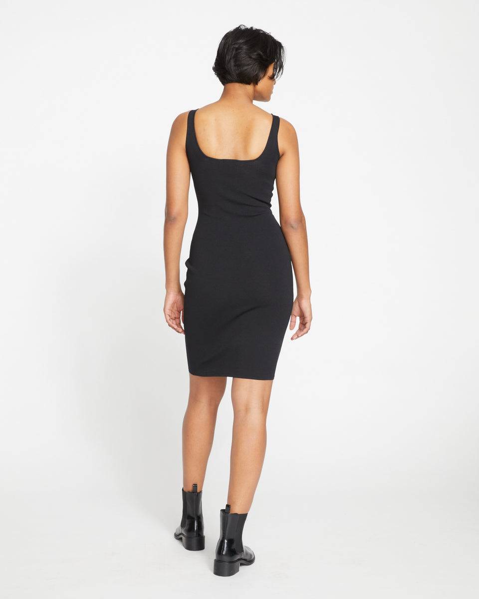 Knitted Tank Dress - Black Zoom image 3