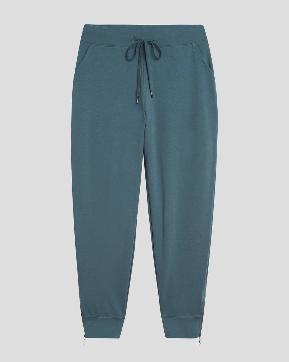 Ankle Zip Heather Brushed Terry Drawstring Jogger - Storm Zoom image 1