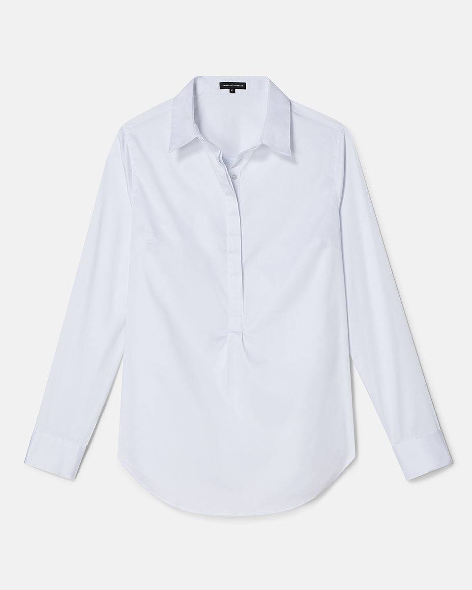 Elbe Popover Stretch Poplin Shirt Petite Fit - White Zoom image 3