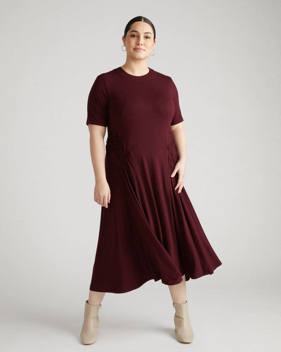 Devi Liquid Jersey Dress - Black Cherry Zoom image 1
