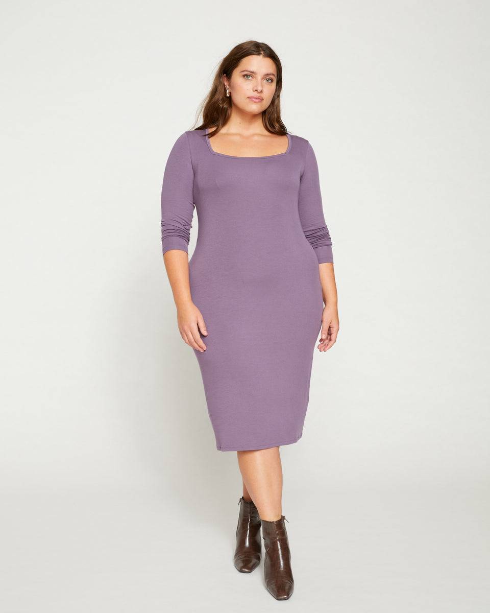 Foundation Long Sleeve Square Neck Dress - Dried Violet Zoom image 1