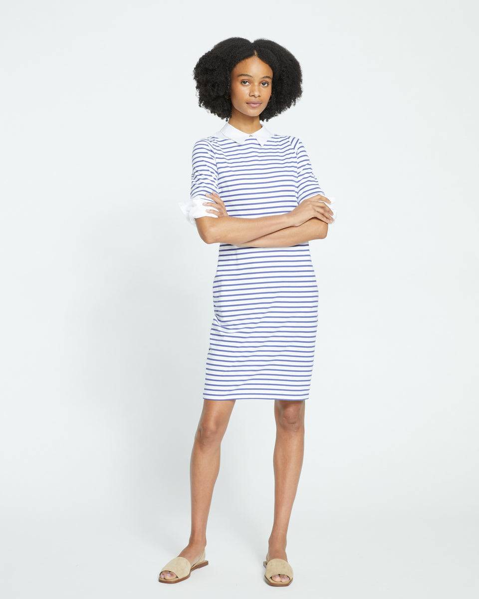 Belle Breton-Stripe Compact Jersey Dress - White/Navy Stripe Zoom image 0