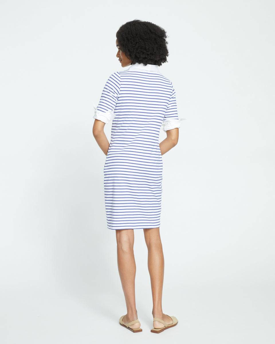 Belle Breton-Stripe Compact Jersey Dress - White/Navy Stripe Zoom image 3
