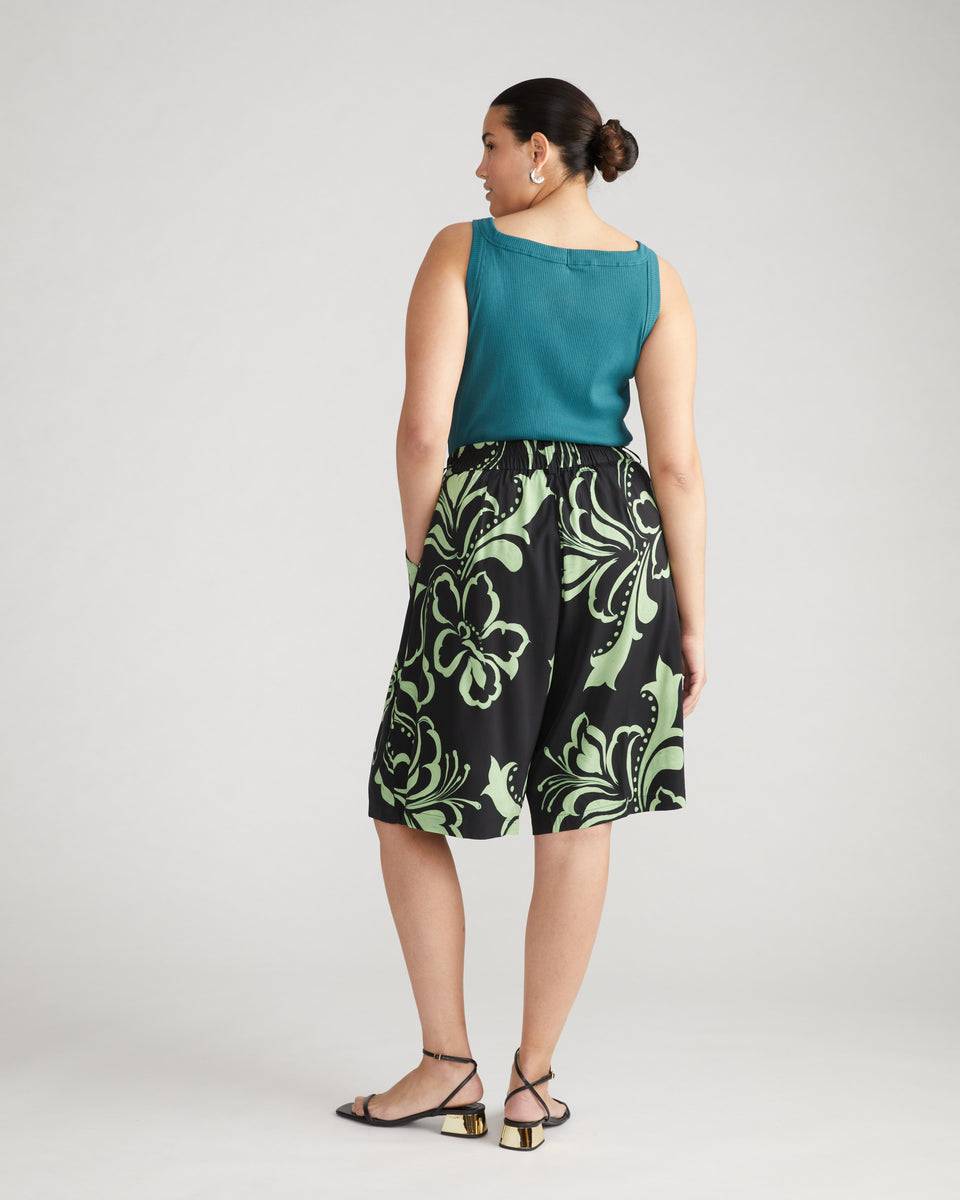 Cooling Stretch Cupro Bermuda Shorts - Capoterra Hibiscus Zoom image 3