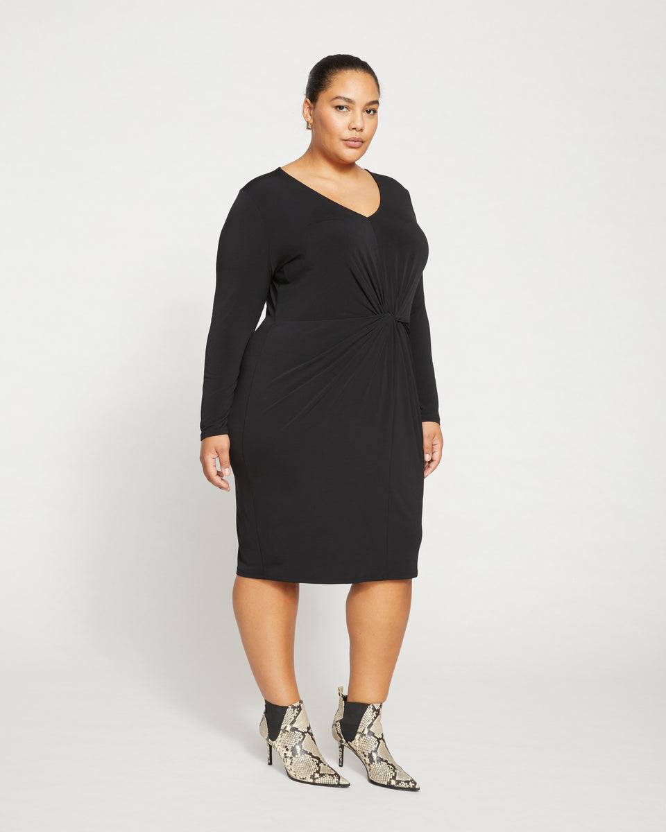 Velvety-Cool Jersey Twist Dress - Black Zoom image 2